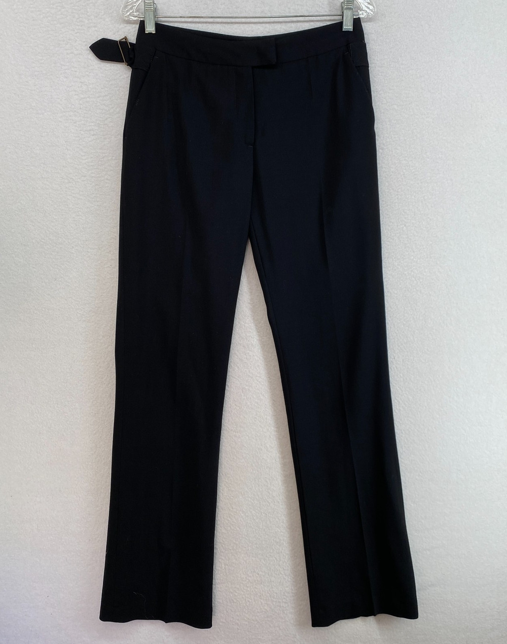 YUMI MAZAO Pants Womens IT38 Wool Blend Crepe Stretch Flare Leg Trouser Black